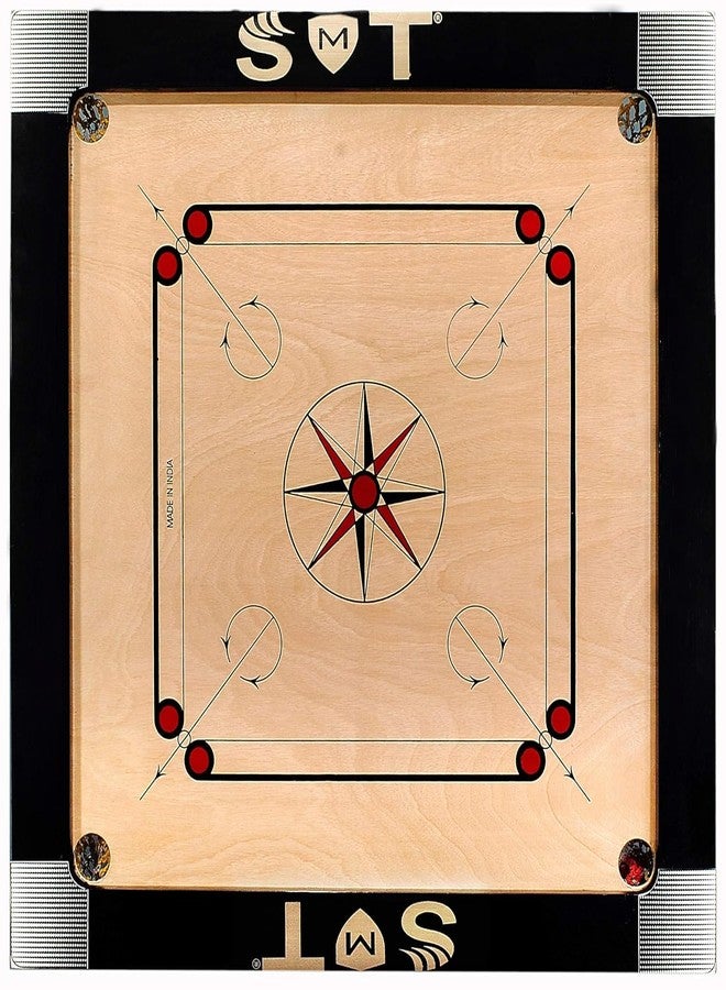SMT Superior Matte Finish Practice Carrom Board for Serious Professional Practice with Coins Striker and Powder New (36 INCH Carrom Board, Beige) - Image 1